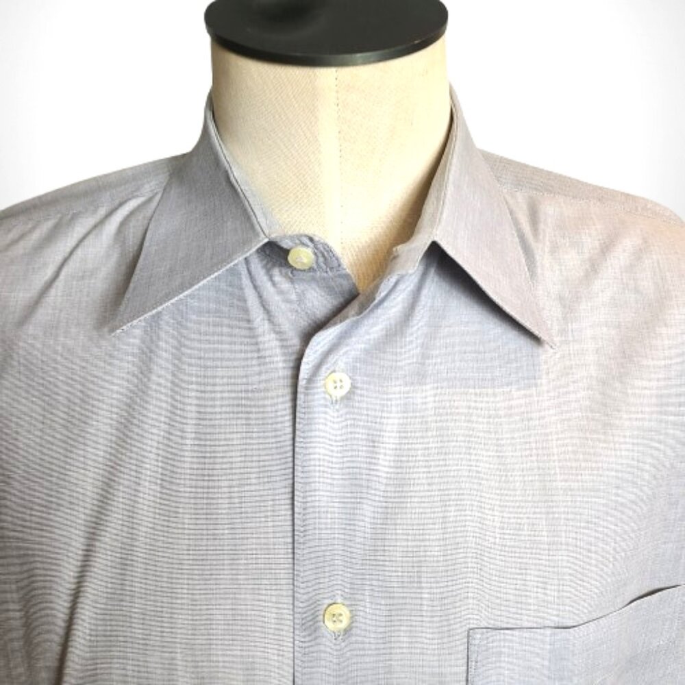 Gianfranco Ferré Studio Light Grey Micro-Check Dress Shirt | Size 17 - Picture 2 of 9